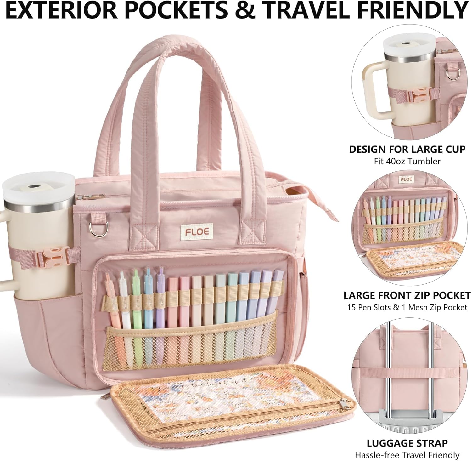 Large Bible Bag w/Bible Cover Case for Women, Puffer Bible Tote Bag Quilted Church Bag Book Carrying Case w/Shoulder Strap, Bible Study Supplies Journaling Kit Accessories Women Christian Easter Gift