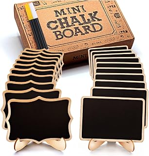 OleOletOy Mini Chalkboard Signs 20 Pack - Reusable Wooden Food Labels with Easel Stands for Weddings, Parties, Buffets