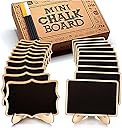 Mini Chalkboard Signs, 20 Pack Framed Small Chalk Board Food Labels with Easel Stand for Party Buffet or Wedding Celebration, Wooden Blackboard as Place Cards for Table Setting or Numbers