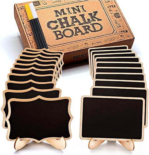 Mini Chalkboard Signs, 20 Pack Framed Small Chalk Board Food