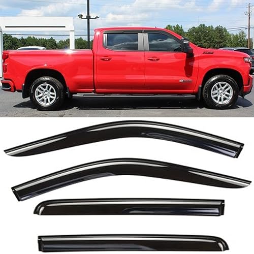 Viseras de ventana 2019-2025, protectores de lluvia para Chevrolet Silverado GMC Sierra 1500 Crew Cab, deflectores de ventana lateral, visera de