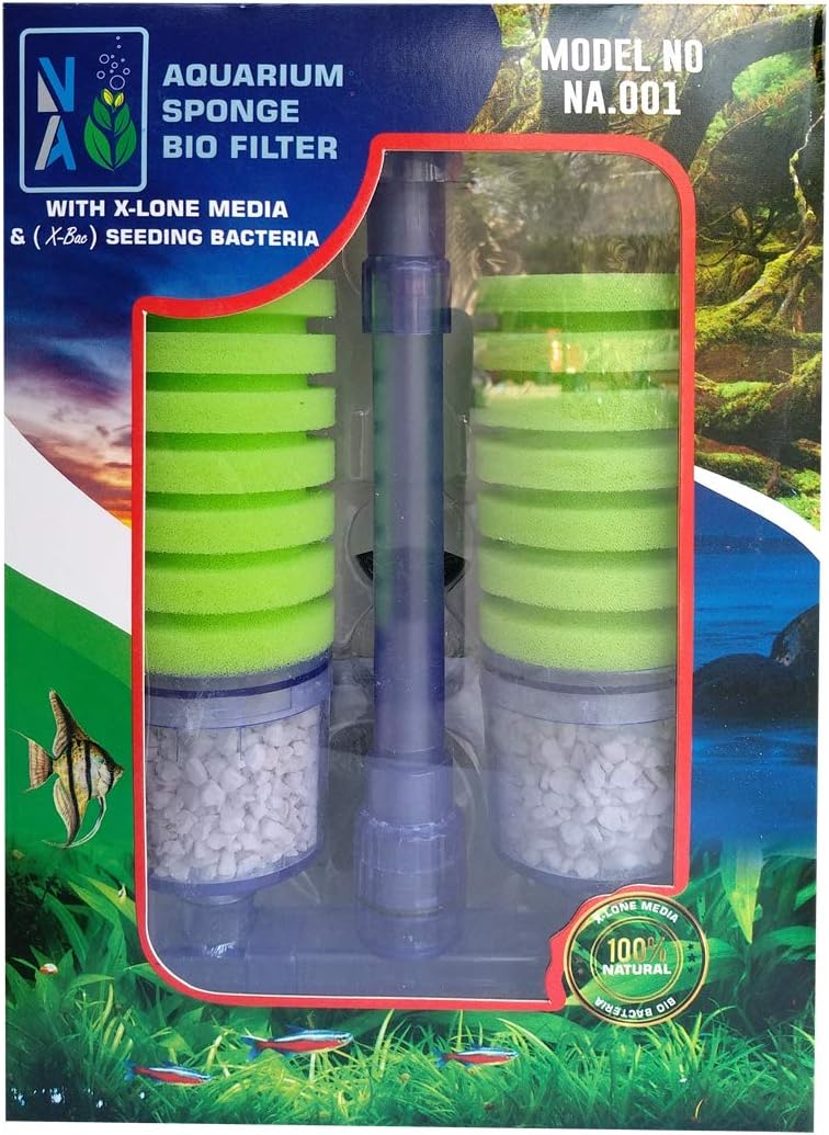 Nature Alleles Aquarium Sponge Bio Filter with X-Long Media and (X-Bac) Seeding Bacteria