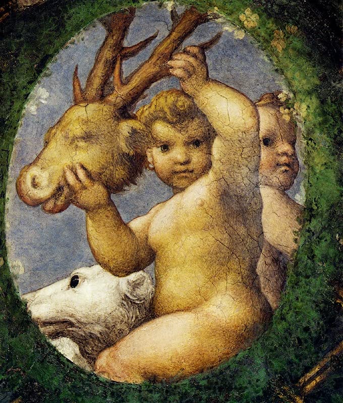 Toile murale abstraite Correggio Putto - Affiche impression peinture murale salon 60x90cm