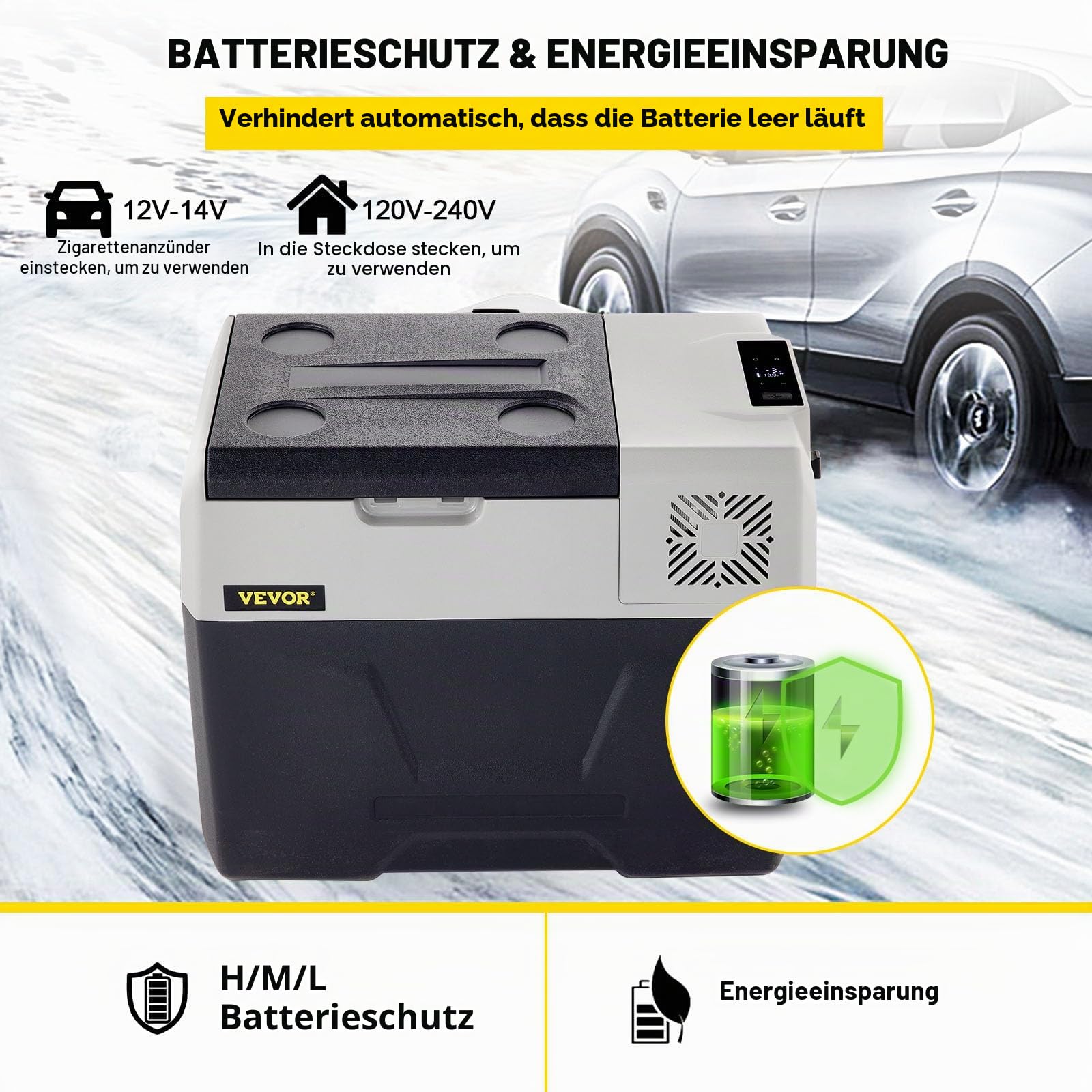 VEVOR 40L Autokühlschrank Kompressor kühlbox Edelstahl Urlaub Isolierbox Mini Kühlschrank Kühlbox Auto und Steckdose