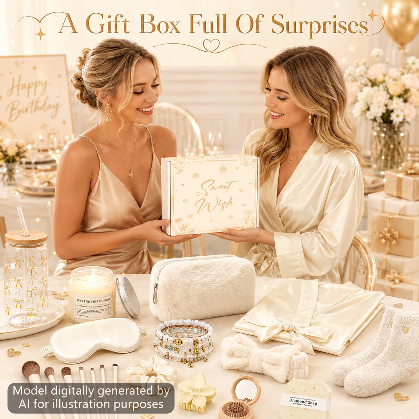 Lot de 17 paniers de spa pour femme - Cadeau d'anniversaire pour femme - Cadeau de remise de diplôme - Ensemble de soins personnels avec peignoir de bain, pinceaux de maquillage, bougie parfumée