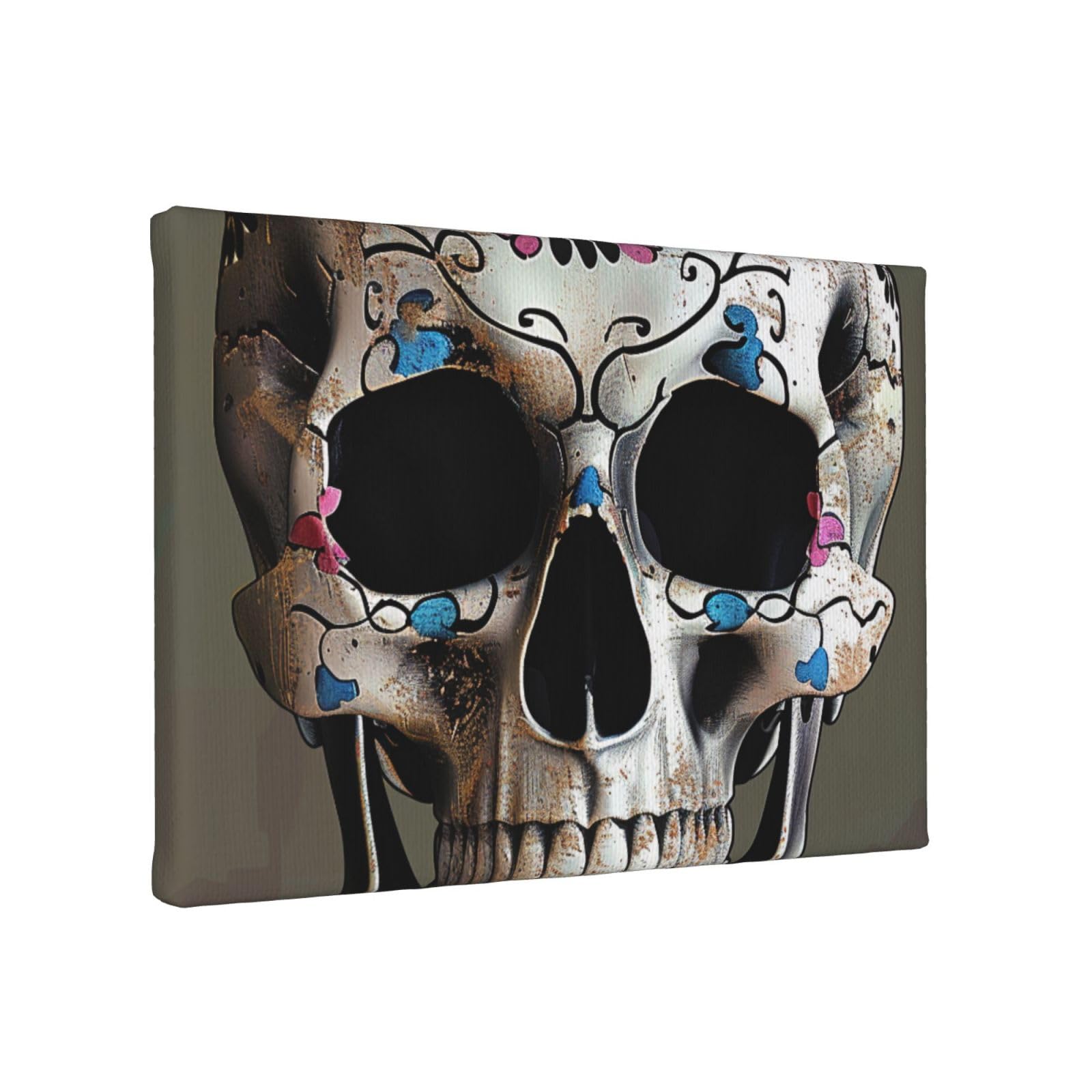 YKLJG Skull 1 Printed Wall Art Canvas Painting 30x20 CM Wooden Framed Picture Painting Artwork Prints for Bedroom Kitchen Home Office Decor