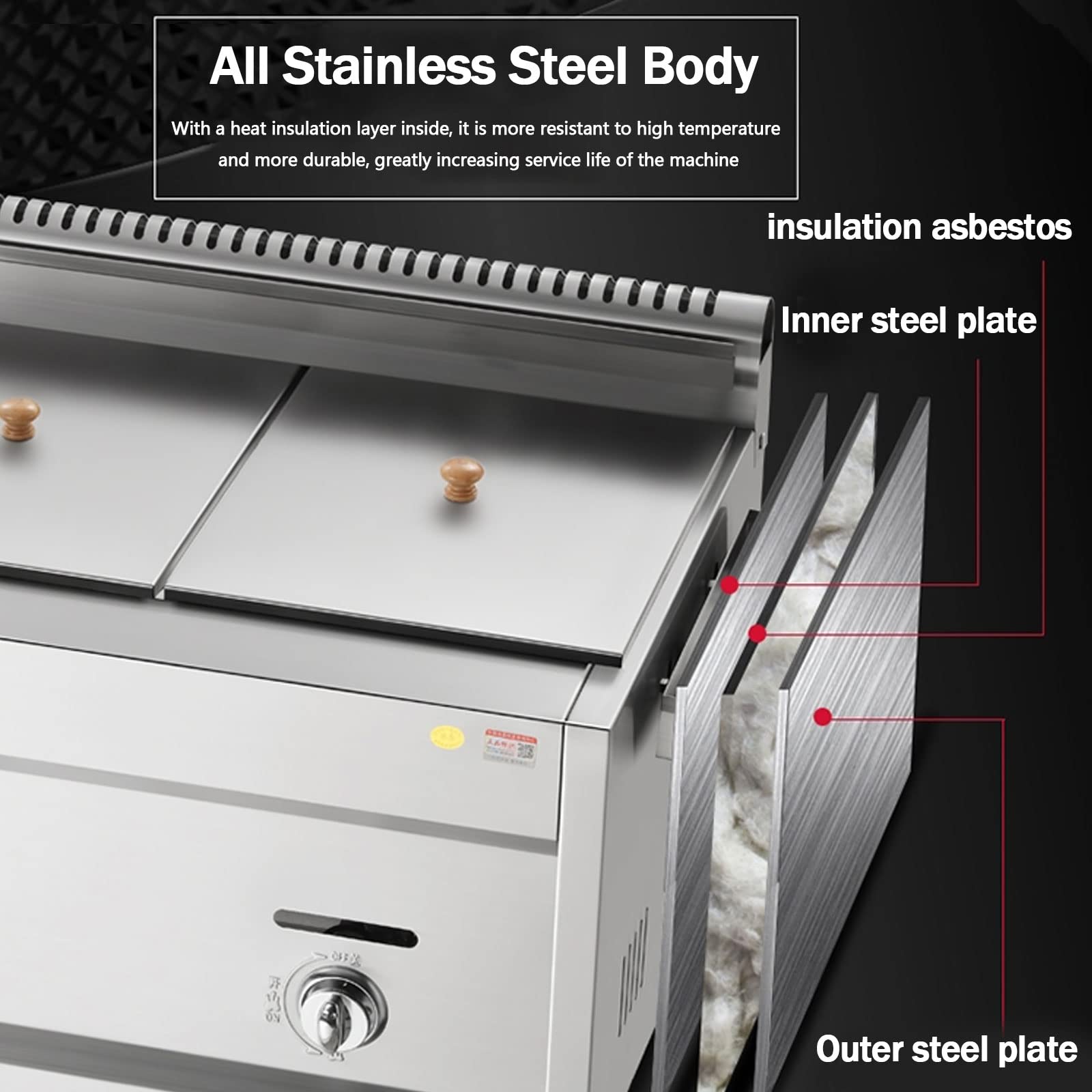 Friggitrice Professionale in Acciaio Inox con Cestello E Coperchio - Friggitrice A Gas di Grande capacità E Facile da Pulire per Uso Domestico E nei Ristoranti