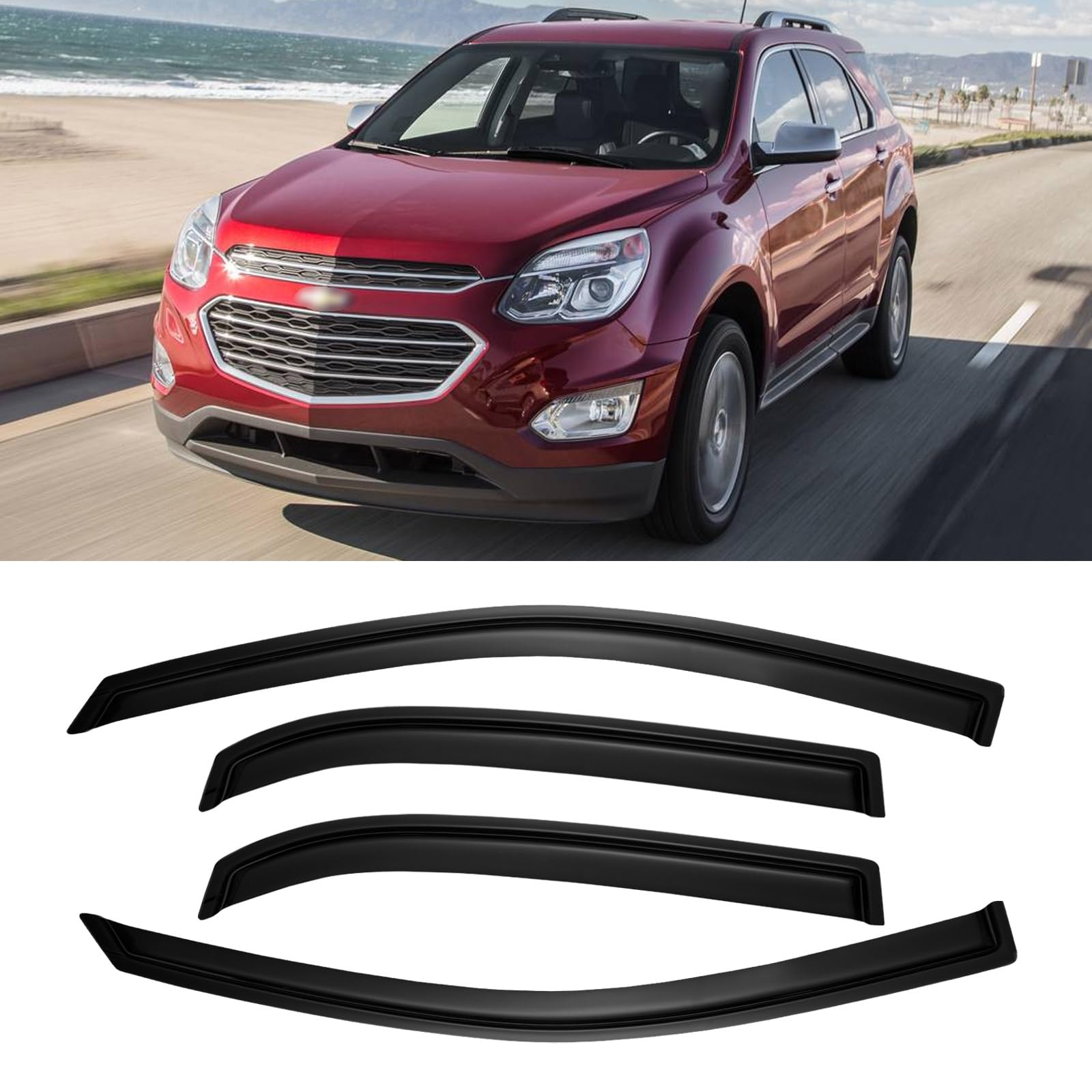 Window Rain Guards for 2010-2017 Chevy Equinox, Window Visor Guard Vent Wind Shade Deflector Rain Shield Protector Sun Visor for 10-17 Equinox 2011