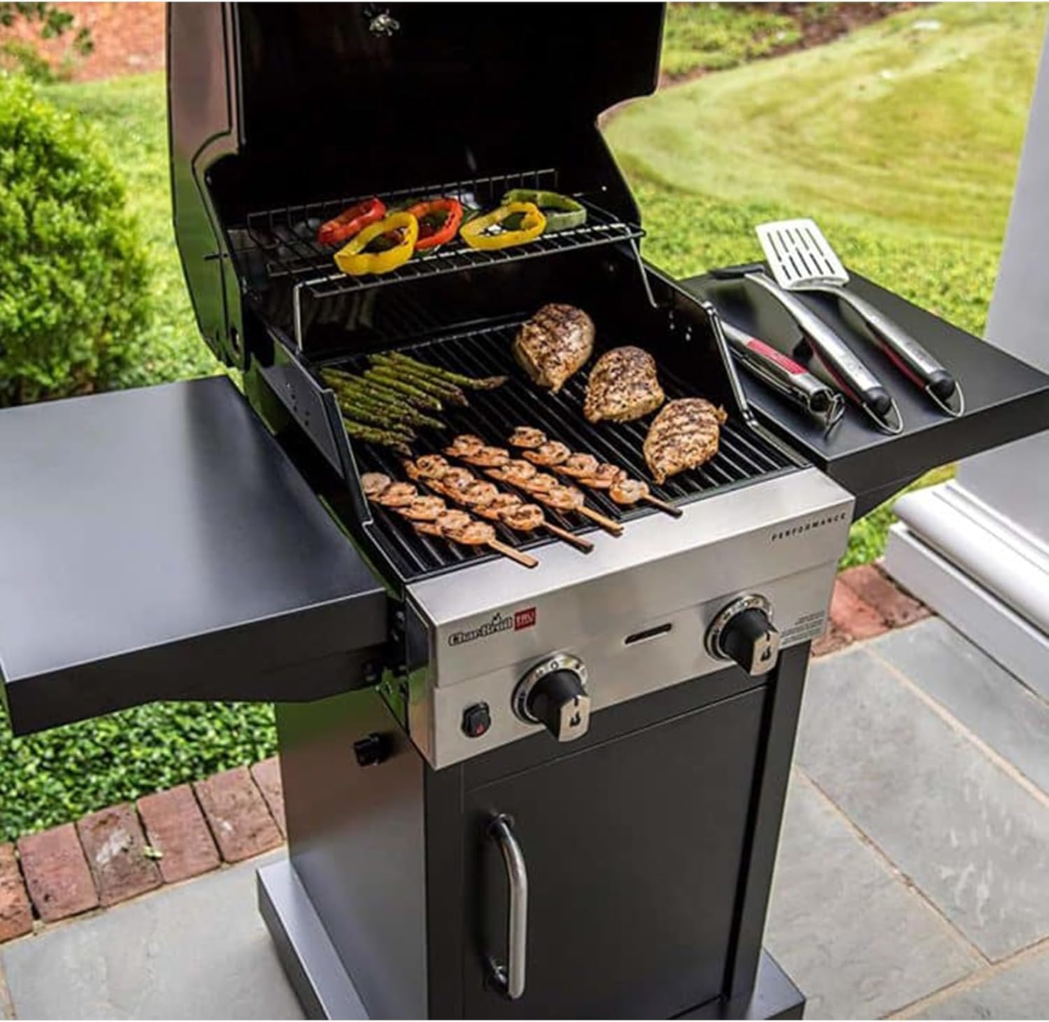 GFTIME 43,2 cm Piastra per griglia a infrarossi per Charbroil Performance TRU Infrarot 2 bruciatori Gasgrill, Piastre di ricambio in acciaio con rivestimento in porcellana per Charbroil 463633316