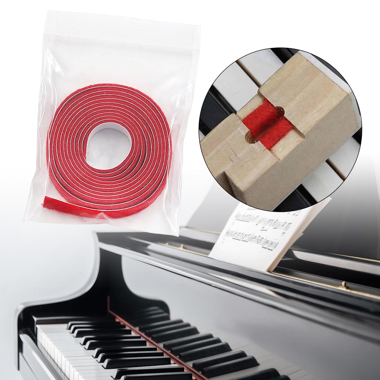 Colcolo Feutre pour touches de piano, outil d'entretien robuste, léger et compact, rouge, pour accordeur de piano, bande de feutrine pour l'évaluation, 130 Cm Auto-adhésif