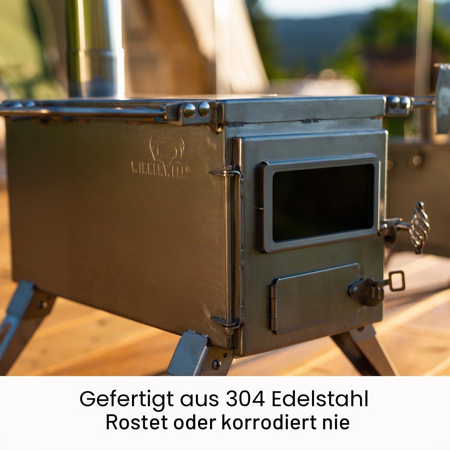 Winnerwell Nomad Medium Zeltofen | Kleiner tragbarer Holzofen für Zelte, Unterkünfte und Camping | 800 Cubic Inch Firebox | Präzisions-Edelstahlkonstruktion | Enthält Schornsteinpfeife