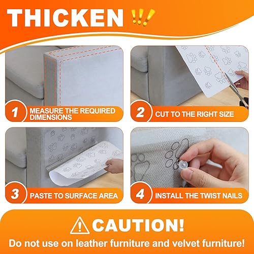 Miniatura 8 de HomeProtect Protector de muebles para arañazos para gatos 8 hojas con 60 pines cinta adhesiva duradera y sin rastro cinta de entrenamiento para