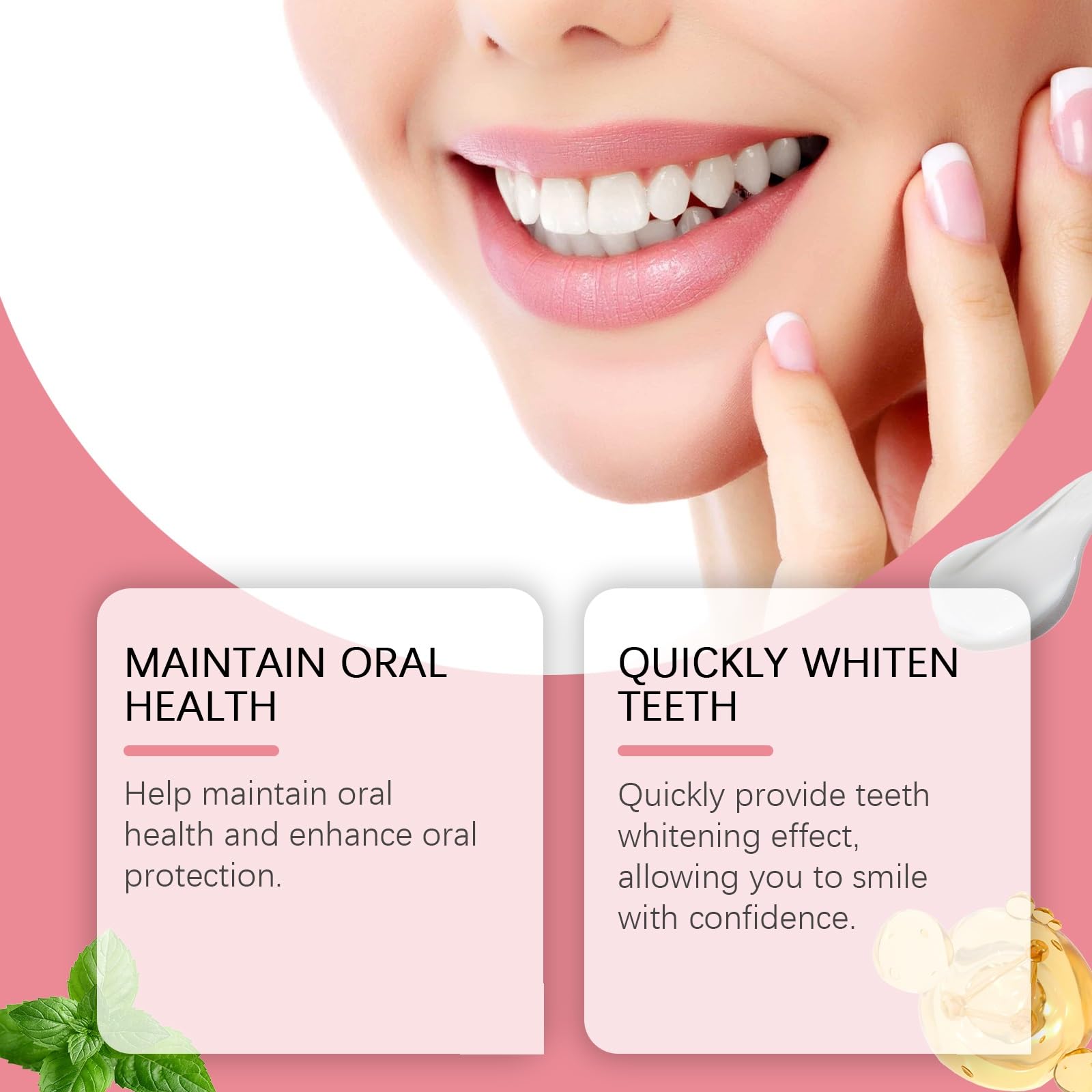 Dentifricio sbiancante alla menta e rosa, estratto naturale for la rimozione delle macchie, formula delicata non abrasiva for l'alito fresco e l'igiene orale quotidiana(3pcs)