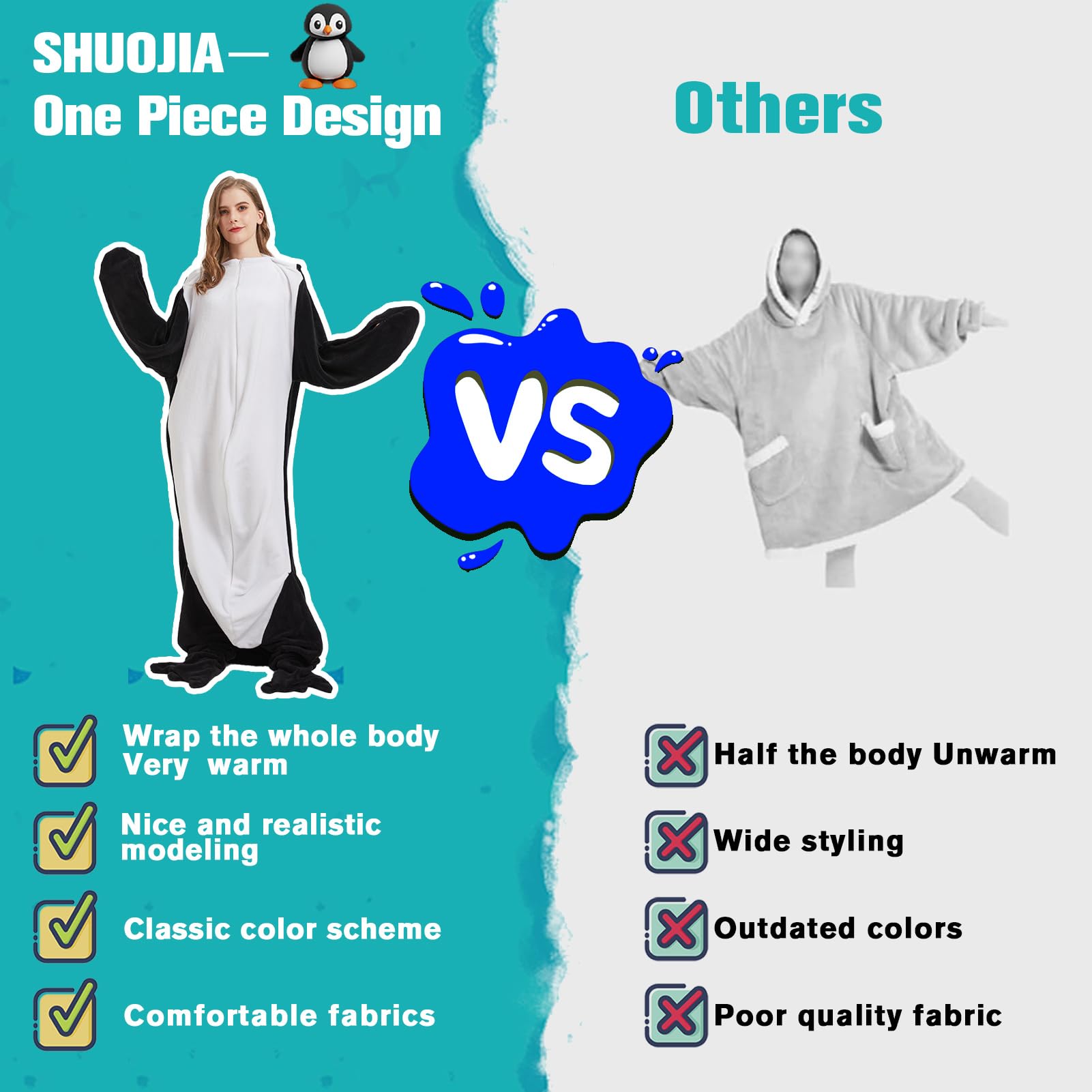 Pigiama a Tutina con Animale Adulto Unisex,Coperta da Notte indossabile con Pinguino Coccodrillo/squalo,Tutina con Animali dei Cartoni,Costumi di Halloween Interi Pigiami da Festa