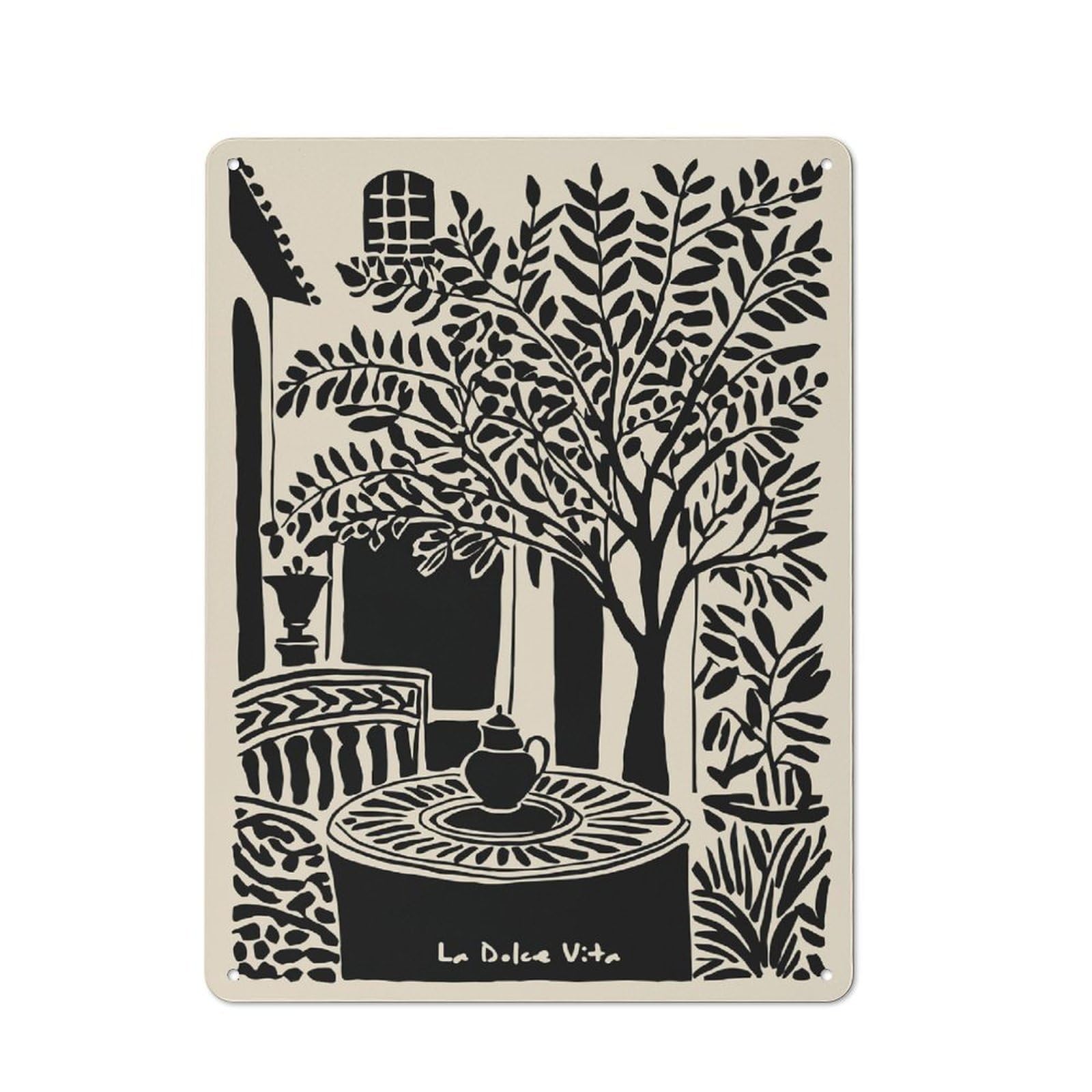 Junmoney Style-24 La Dolce Vita Still Life Vintage Metal Wall Decor 40X30cm, Tin Sign For Cafe, Pub, Workshop Or Home Bar, Small Accent For Blank Walls