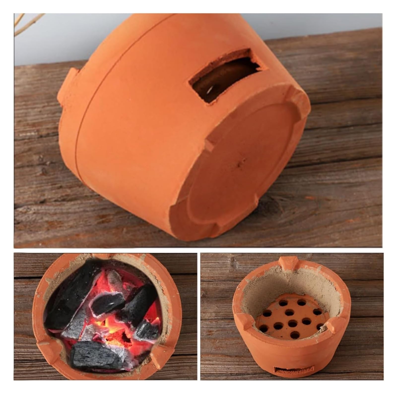 Grill węglowy, piec węglowy z gliny, wielofunkcyjny piec do grilla ceramicznego, przenośny grill ceramiczny, grill stołowy do domu, na piknik, kemping, do parzenia herbaty i gotowania na świeżym powie
