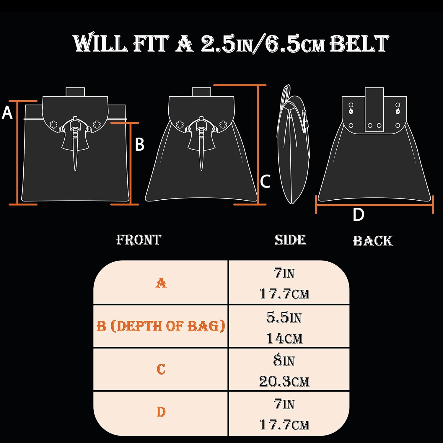 Mythrojan Belt Pouch Medieval Small Fanny Pack Renaissance Waist Bag Medieval Canvas Belt Pouch for LARP, Cosplay, Reenactments - Brown, 7" x 7" - Image 4