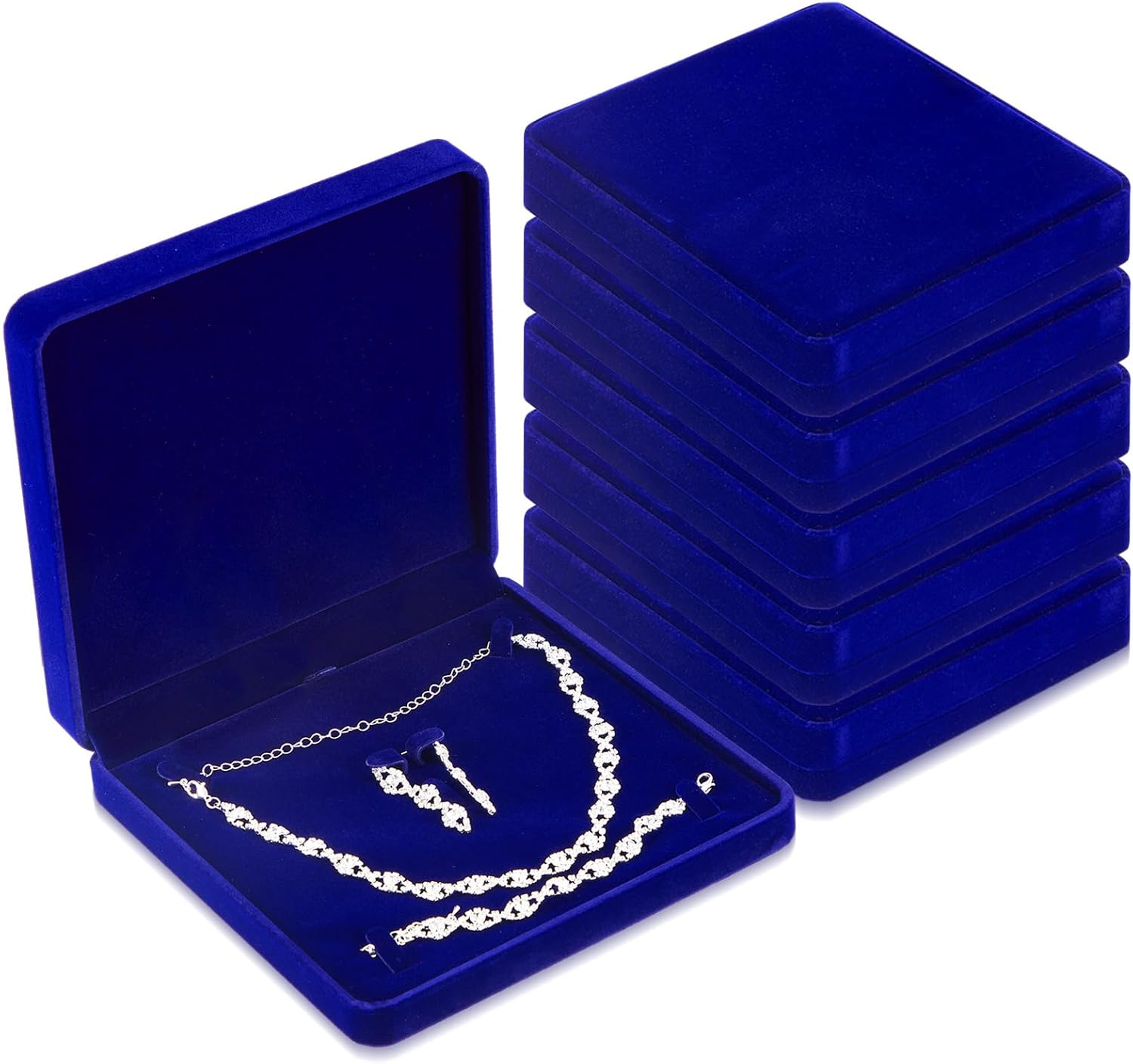 Yinkin 6 Pcs Velvet Jewelry Set Box Jewelry Display Case Earring Ring Bracelet Necklace Gift Box Pearl Necklace Storage Case for Mother's Day Wedding Travel Anniversary(Wine Red)