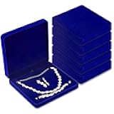 Yinkin 6 Pcs Velvet Jewelry Set Box Jewelry Display Case Earring Ring Bracelet Necklace Gift Box Pearl Necklace Storage Case for Mother's Day Wedding Travel Anniversary(Royalblue)