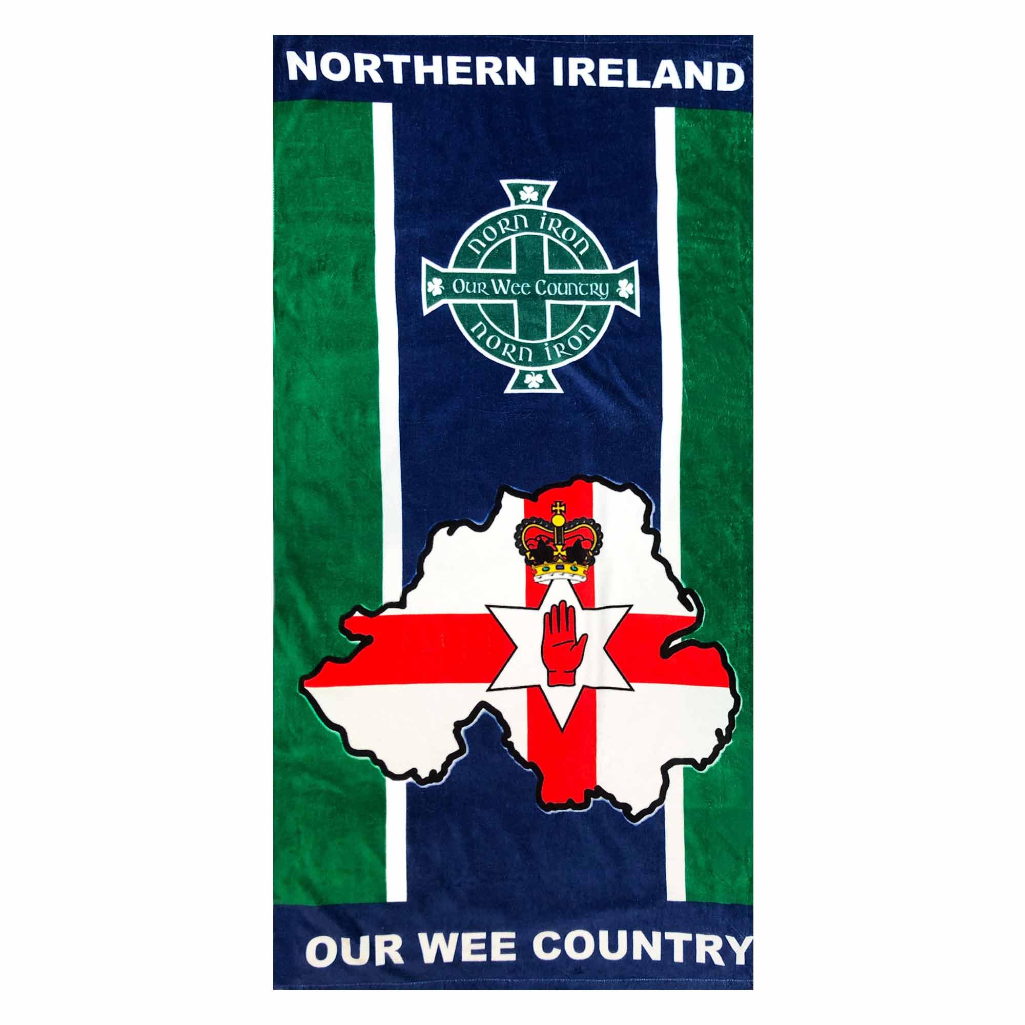Gifts 4 All Multicolor Giant Northern Ireland Beach & Bath Towel, 100% Cotton Northern Ireland Holiday Beach Towel, Large Bath Towel For Northern Ireland Sports Fans, Ulster Flag Beach Towel