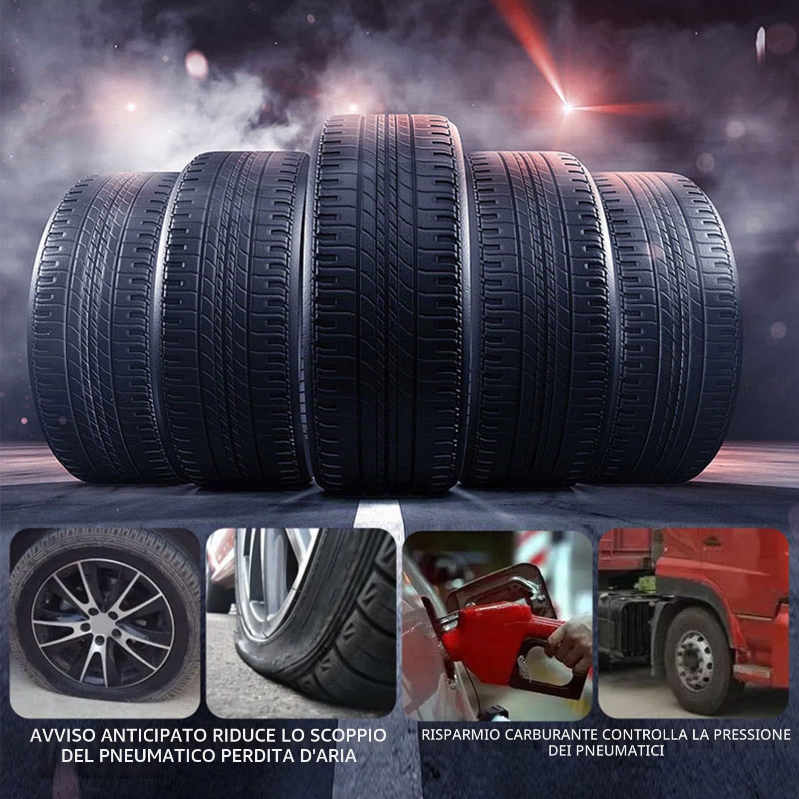 USB TPMS, DC 5V Facile da Leggere di Monitoraggio Sicuro della Pressione dei Pneumatici Ad Alta Precisione Lunga Distanza di Ricezione con 4 Sensori per Android