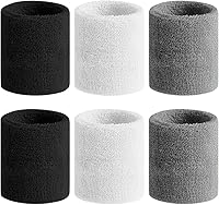 BEACE Sweatbands for Men & Women - 6 Pack Moisture Wicking Athletic Wristbands, Cotton Terry Cloth for Tennis, Basketball, Running, Gym