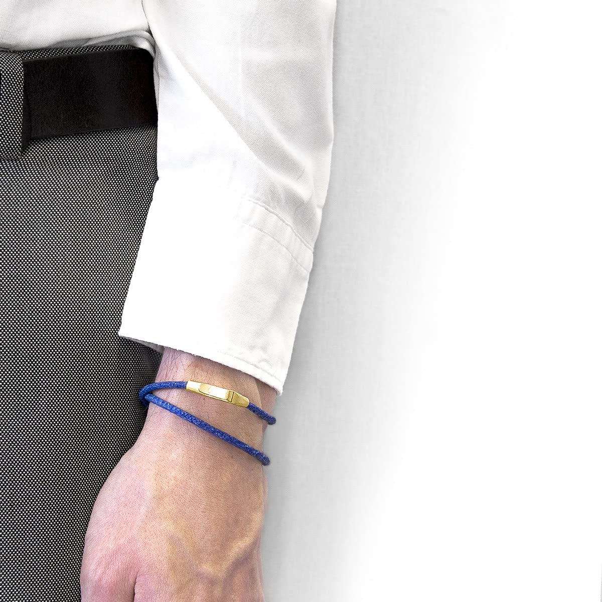 ANCHOR & CREW Pulsera Liverpool De Oro Amarillo 9Ct Y Cuero De Mantarraya Azul Azur - Hombre - 19cm