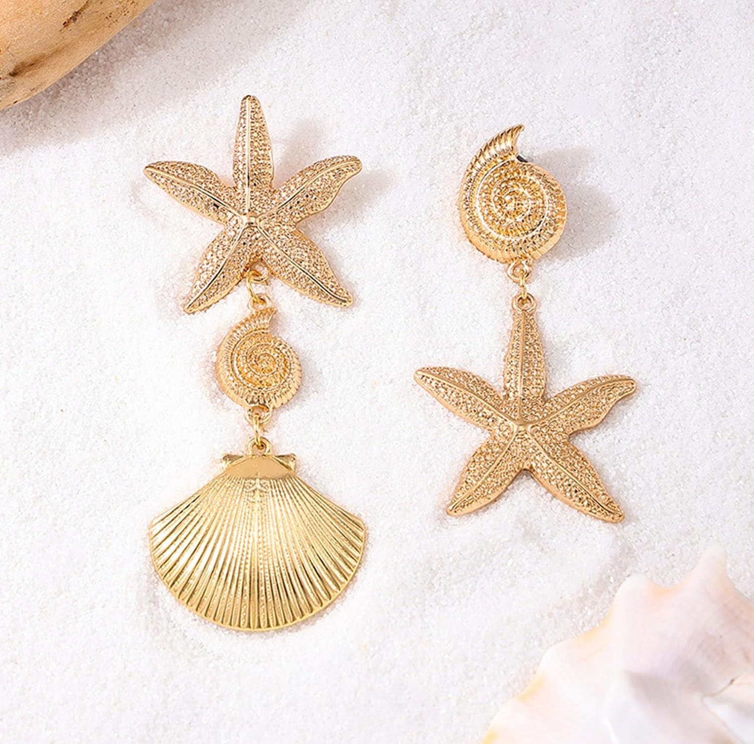 Gold Starfish Earrings for Women Sea Shell Earrings Large Shell Dangle Earrings Starfish Stud Earrings Summer Beach Earrings Ocean Jewelry for Women - Image 7