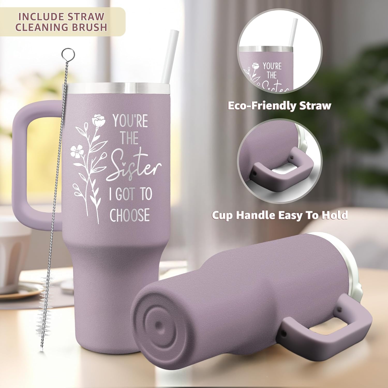 Best Friend Gift For Women - Birthday, Christmas Gift for Sister, Besties, Friendship, Soul Sister In Law - Mothers Day Gifts For Friend - 40oz Travel Tumbler With Handle & Straw Lid - Image 5