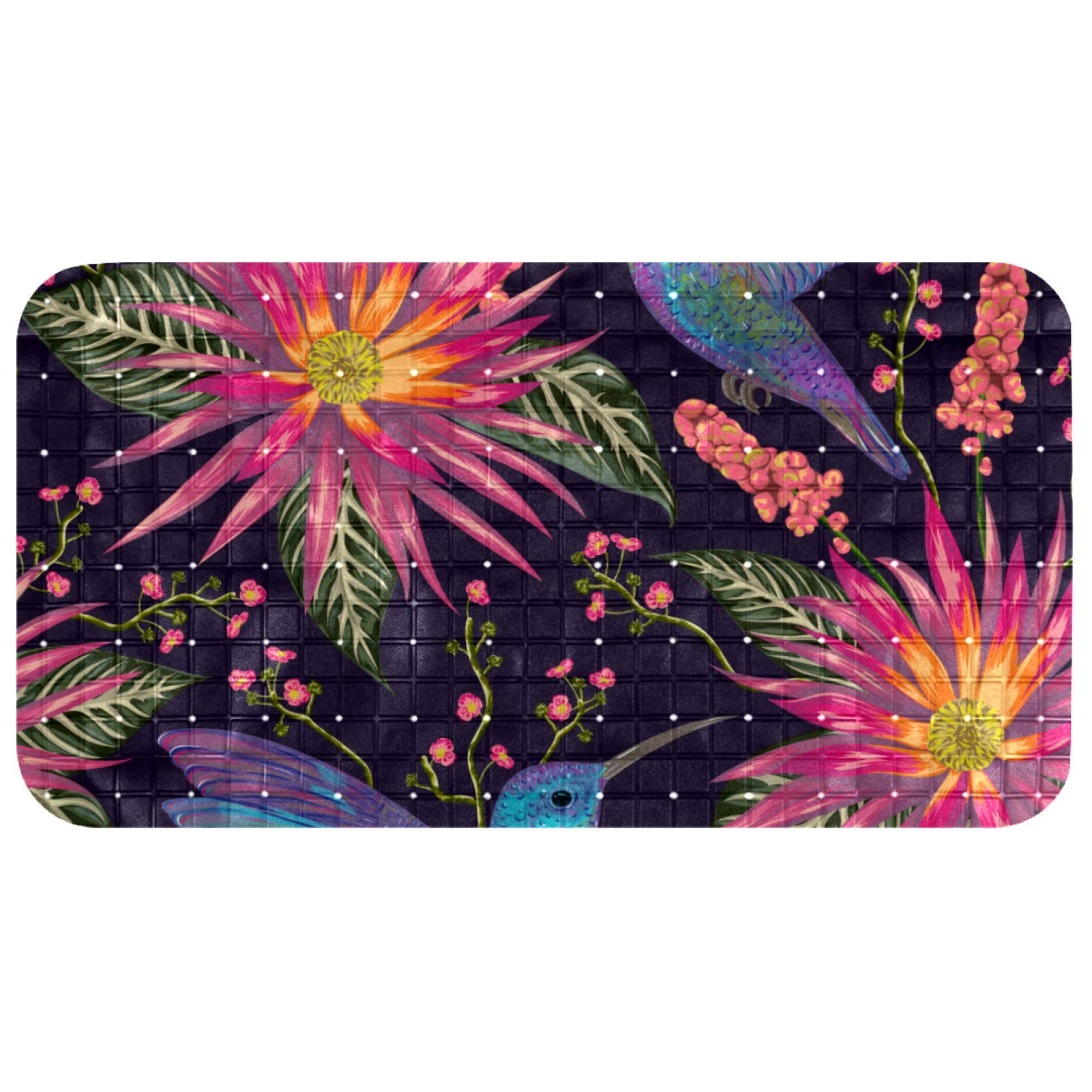 Tapis de bain écologique exotique 37x68 cm avec évacuation pour baignoire