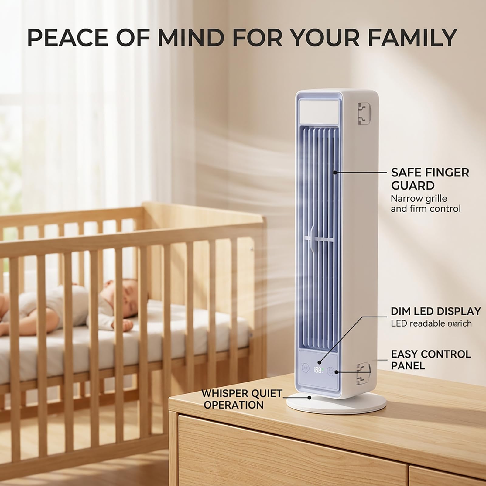 Enfriador de aire de torre sin aspas 3 en 1, ventilador de enfriamiento portátil USB de sobremesa o montable en pared con control remoto y pantalla digital, 5 velocidades de viento ajustables