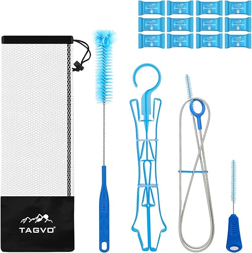 Miniatura 1 de Kit de limpieza de vejiga de hidratación, juego de limpiador de vejiga de agua 6 en 1, 3 cepillos, colgador plegable, 12 tabletas de limpieza y