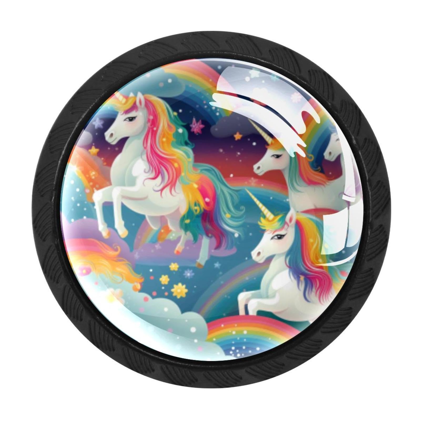 Chenzzzz Multicolored 16 4 Pack Black Rainbow Unicorn Kitchen Handles, Cabinet Pulls Hardware For Cupboard Drawer Knobs Dresser Pulls