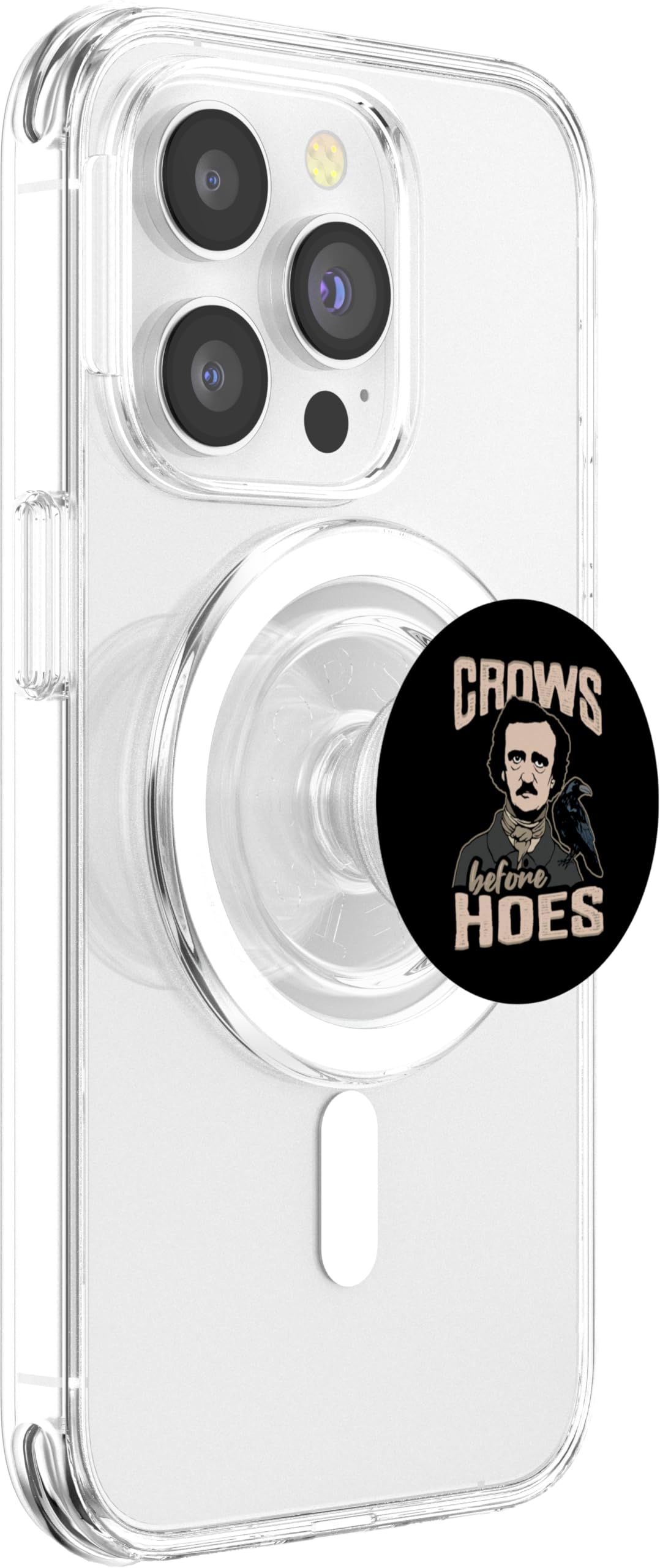 Edgar Allan Poe Crow Crows before hoes Design for Book Nerd PopSockets PopGrip for MagSafe, Clear - Image 4