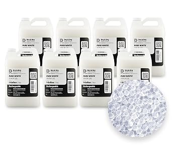 Dry & Dry [56 LBS] Premium Pure & Safe White Silica Gel BeadsIndustry Standard 3-5 mm Silica - Rechargeable Silica Beads, Silica Gel, Desiccant Beads, Moisture Absorbers