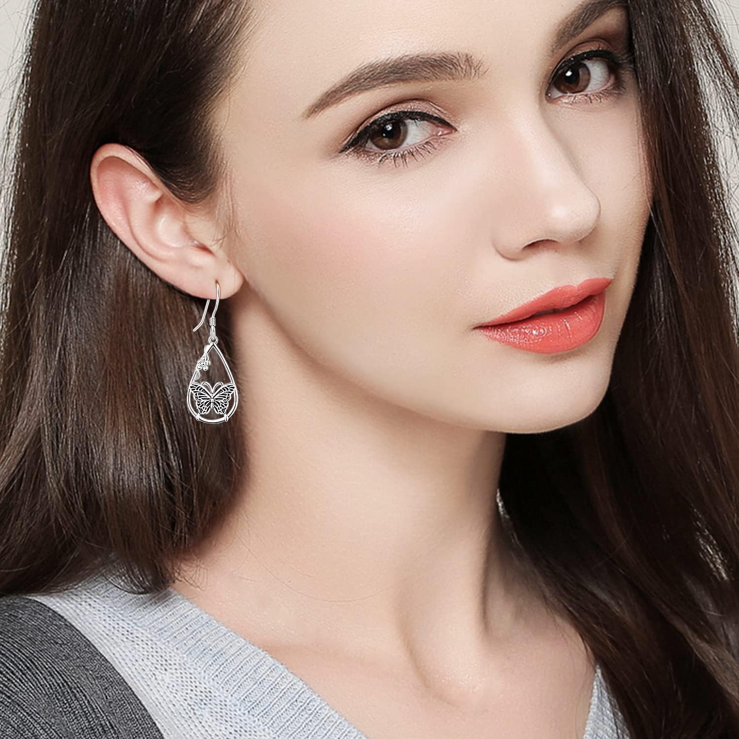 Palpitate Butterfly/Sunflower Earrings 925 Sterling Silver Hypoallergenic Drop Dangle Butterfly Earrings for Women Jewelry Gifts - Image 4