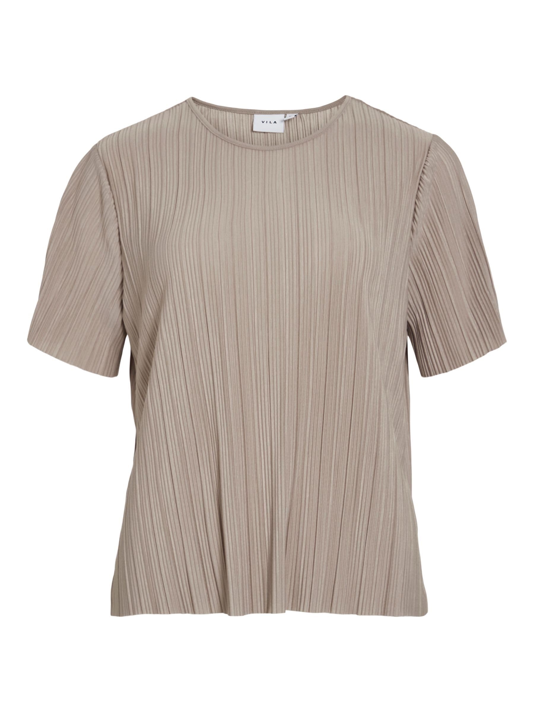 Vila Viplisa O-Neck S/S Top - Noos, Simply Taupe, L