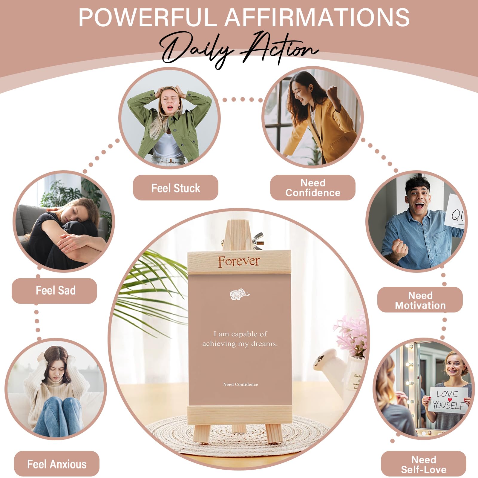 Baraja de tarjetas de afirmación, 120 tarjetas de afirmación positiva para mujeres y hombres, citas positivas para el cuidado personal, regalo edificante para mujeres