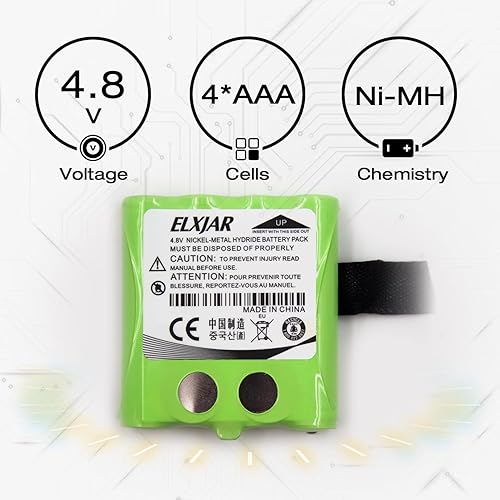 Miniatura 2 de Paquete de 4 baterías de repuesto de 4.8 V para Midland BATT8R, Motorola BNH370 KEBT072 KEBT 072 KEBT072A KEBT-072-A KEBT-072-B M370H1A TalkAbout