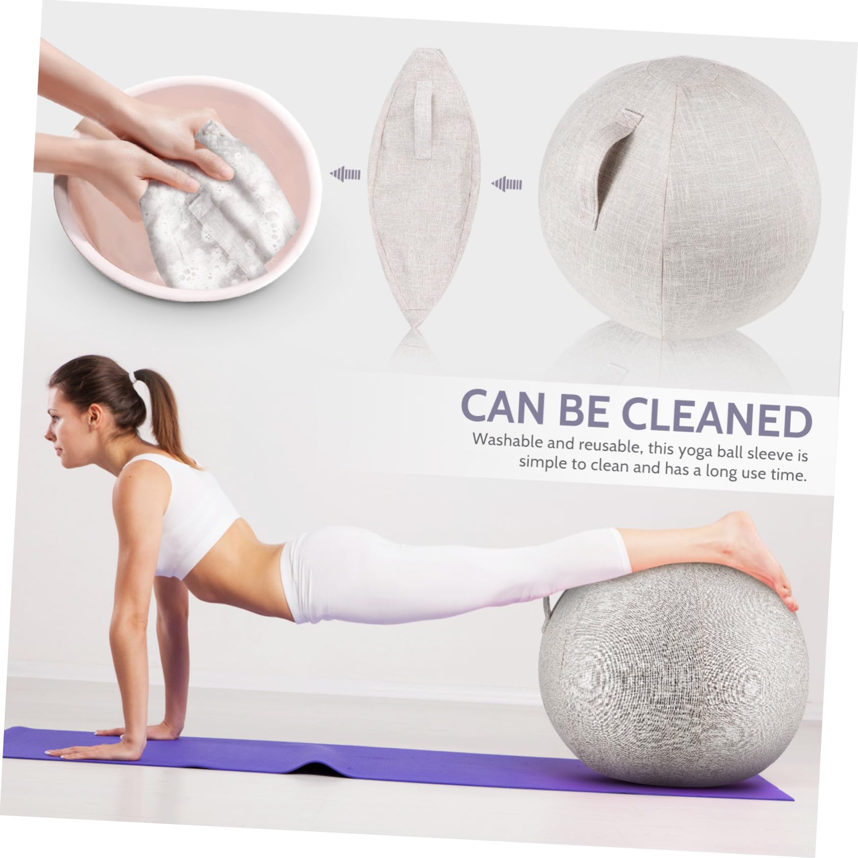 Yoga Ball Schutzhülle Atmungsaktiv Baumwoll-leinen Waschbarer Bezug Für Gymnastikball Schutz Vor Schmutz Und Beschädigung Geeignet Für Yoga Und Fitness