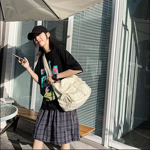 Miniatura 4 de GAXOS Bolsa de mensajero estética para la escuela, estilo vintage, de lona negra, para mujer, bolsa de hombro para laptop