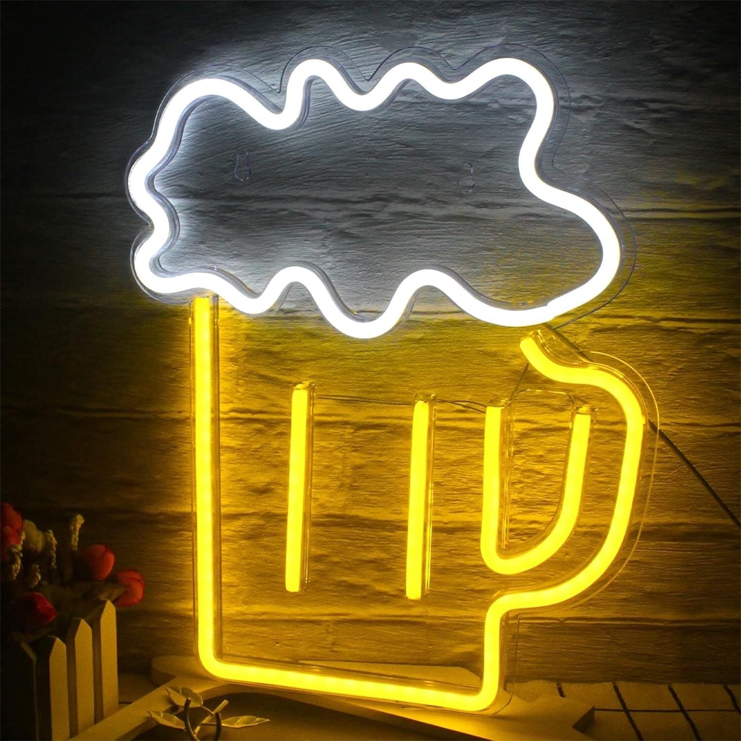 KIJyfgTR LED Neon Light Restaurant Bar Party Decor LED USB Acrylic Neon Lights with Switch, Wall Hanging Luminous Lighting Signboard, 36X31cm