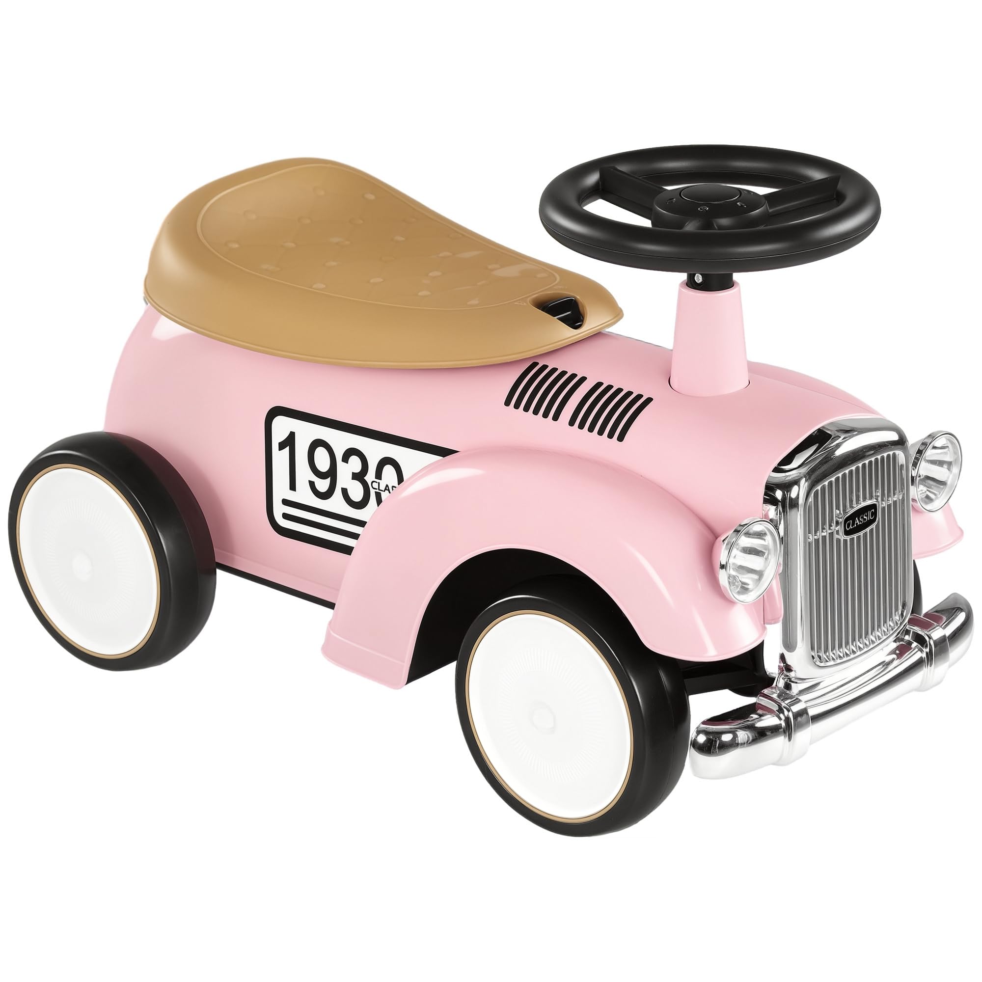 AIYAPLAY Kids Ride On Sliding Car, Foot to Floor Slider with Steering Wheel and Horn, Under-Seat Compartment
