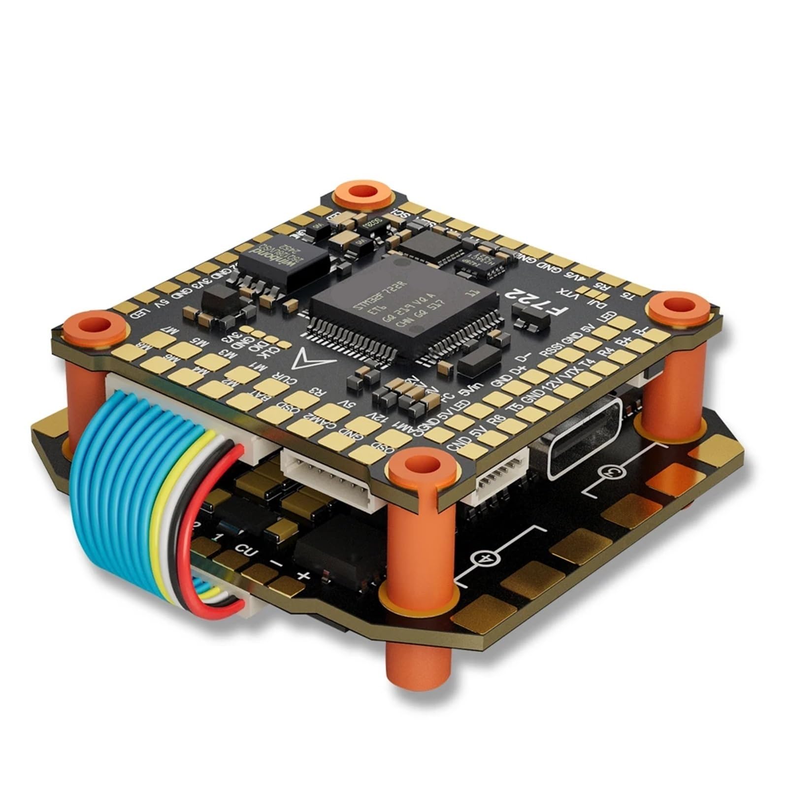 Compatibile con DAKEFPV F722 60A Stack Flight Controller con BLHELI_S 60A 4in1 ESC for droni FPV(Only 8S 60A)