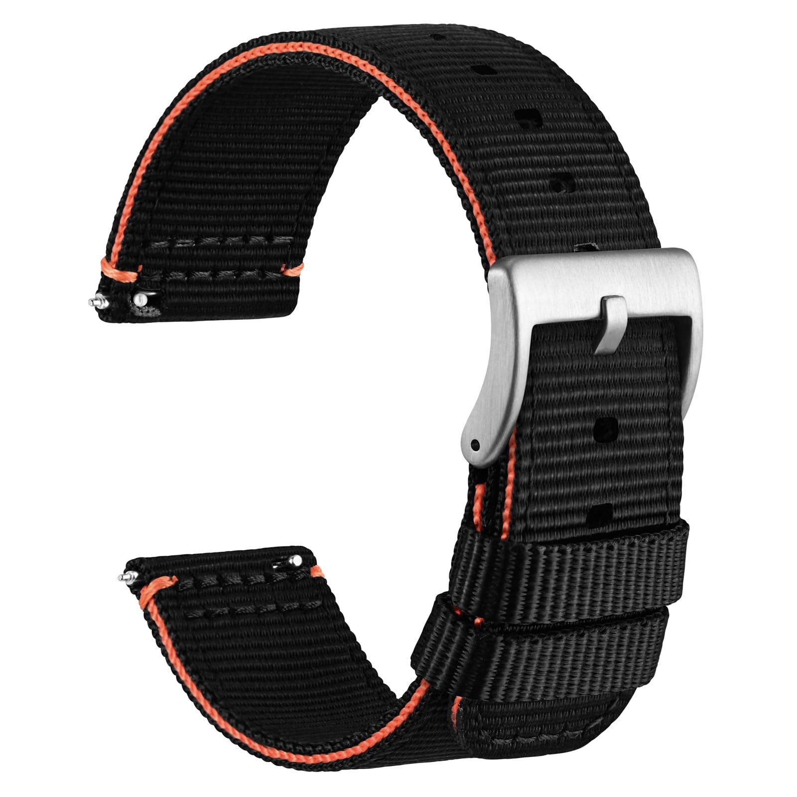 WOCCI Nylon Watch Bands, Contrast Woven Design, Quick Release, Stainless Steel Buckle, Band Width 20mm 22mm 24mm 26mm