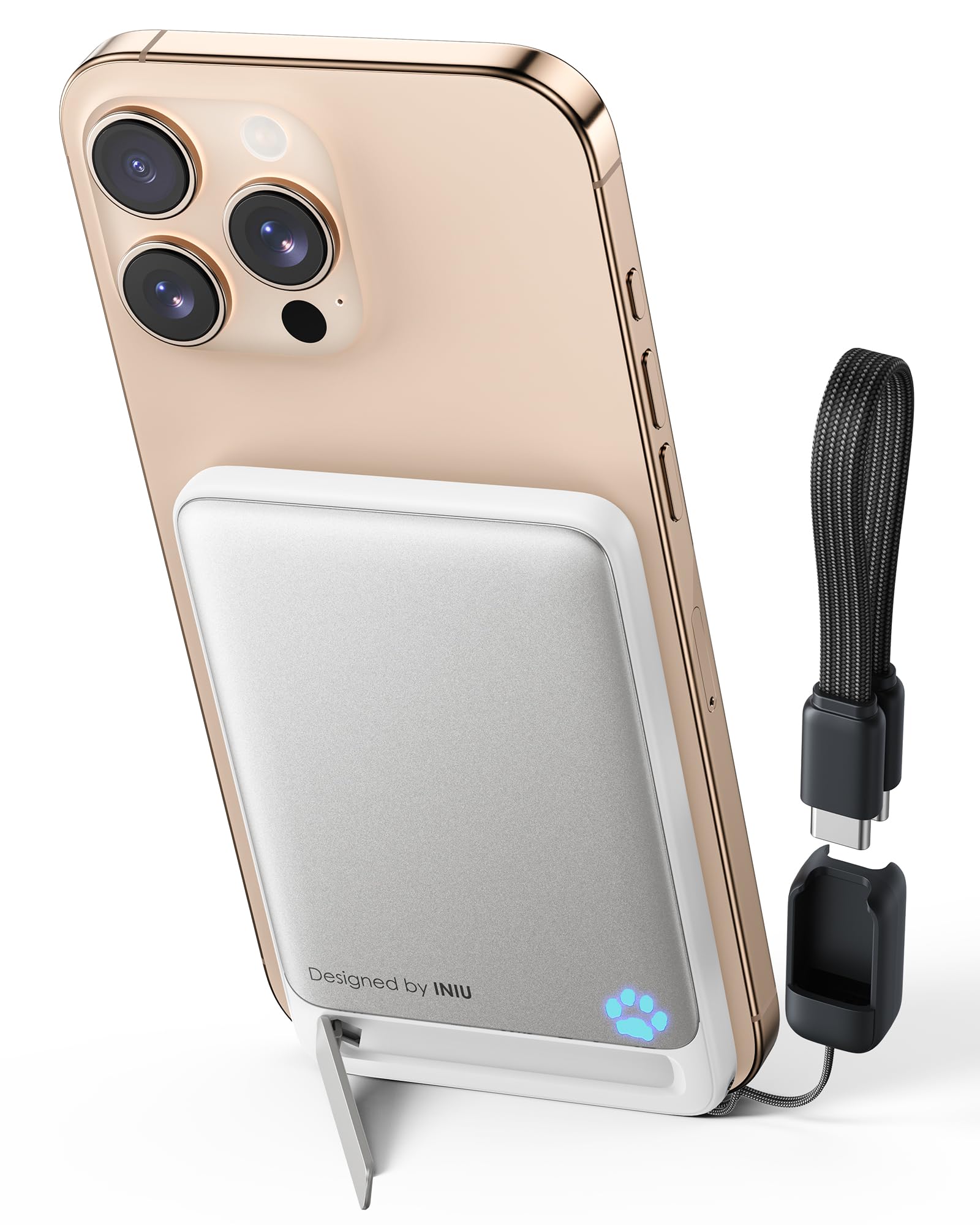 INIU P71-E1 Mobile Battery, Thin Qi2 Certified, 5,000 mAh, 20 W, Magnetic, Wireless Charging, USB C Input/Output, Portable Charger, Compatible with iPhone 16/16 Plus/16 Pro/16 Pro Max, iPhone 15/14/13