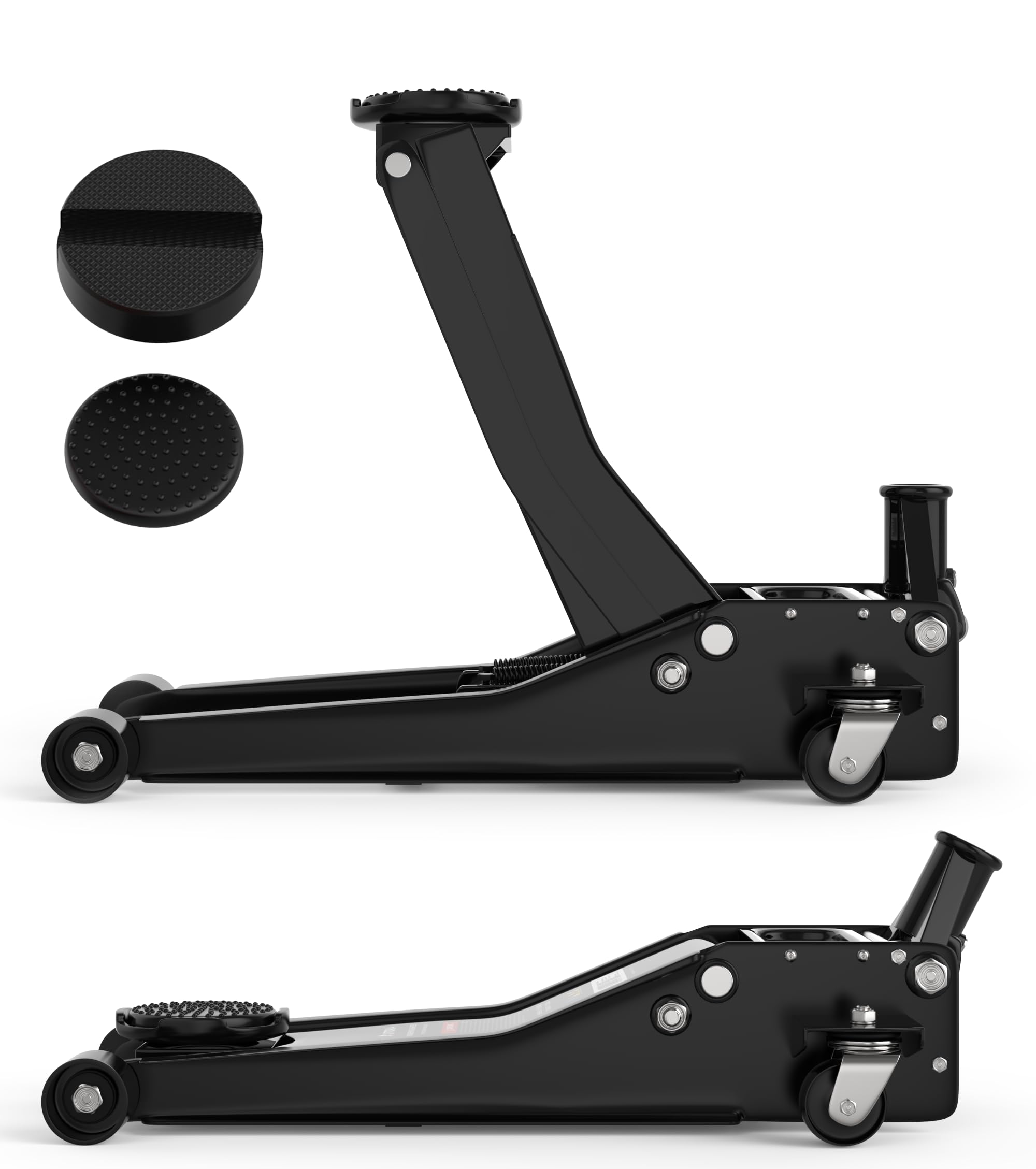 Wagenheber 3T hydraulisch – Flacher Rangierwagenheber mit 2X Gummiauflage & Doppelkolben – Quicklift ab 75 mm Hubhöhe – für PKW, Auto & SUV – bis 3 Tonnen Tragkraft – Profiheber