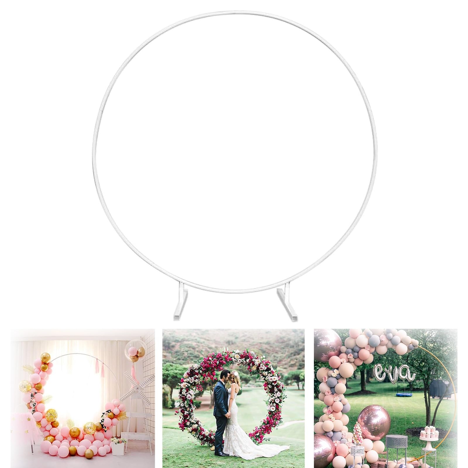HJXGQJM Arco De Jardín De Metal para Boda, Soporte De Arco De Globos, Marco De Fondo Arqueado para Fiesta De Cumpleaños,Soporte De Arco De Globos De Metal para Decoración De Boda(White,100cm)