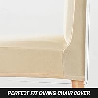 Vista 5 de Fundas elásticas para sillas de comedor, fundas protectoras de asiento extraíbles de terciopelo suave para silla Parson (2, beige)