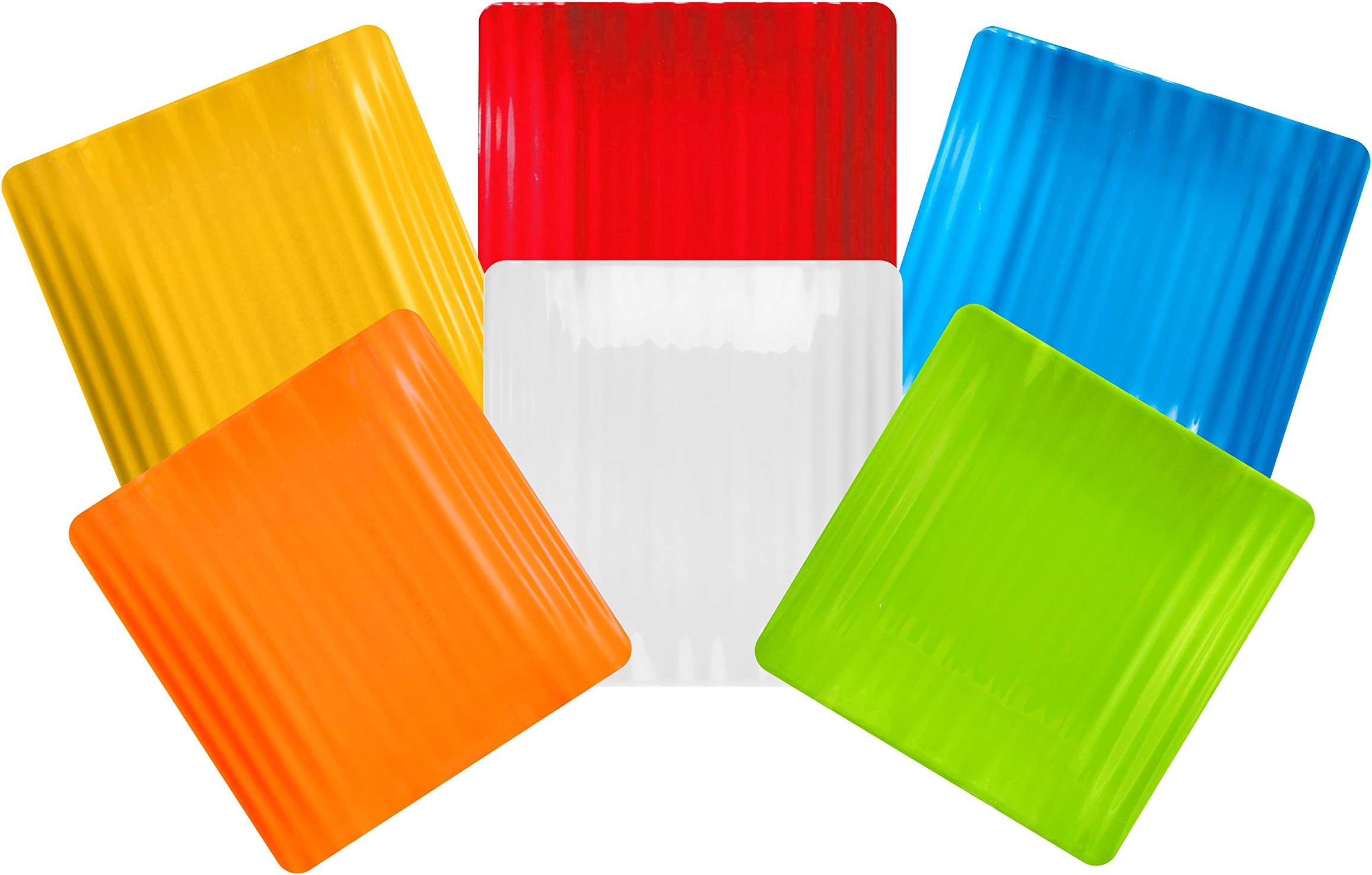 Mehul Melamine Square Snacks Half Side Plates, Set for Kitchen/Dining, Size 17.5 X 17.5 cm (Set of 6, Multi-Color)